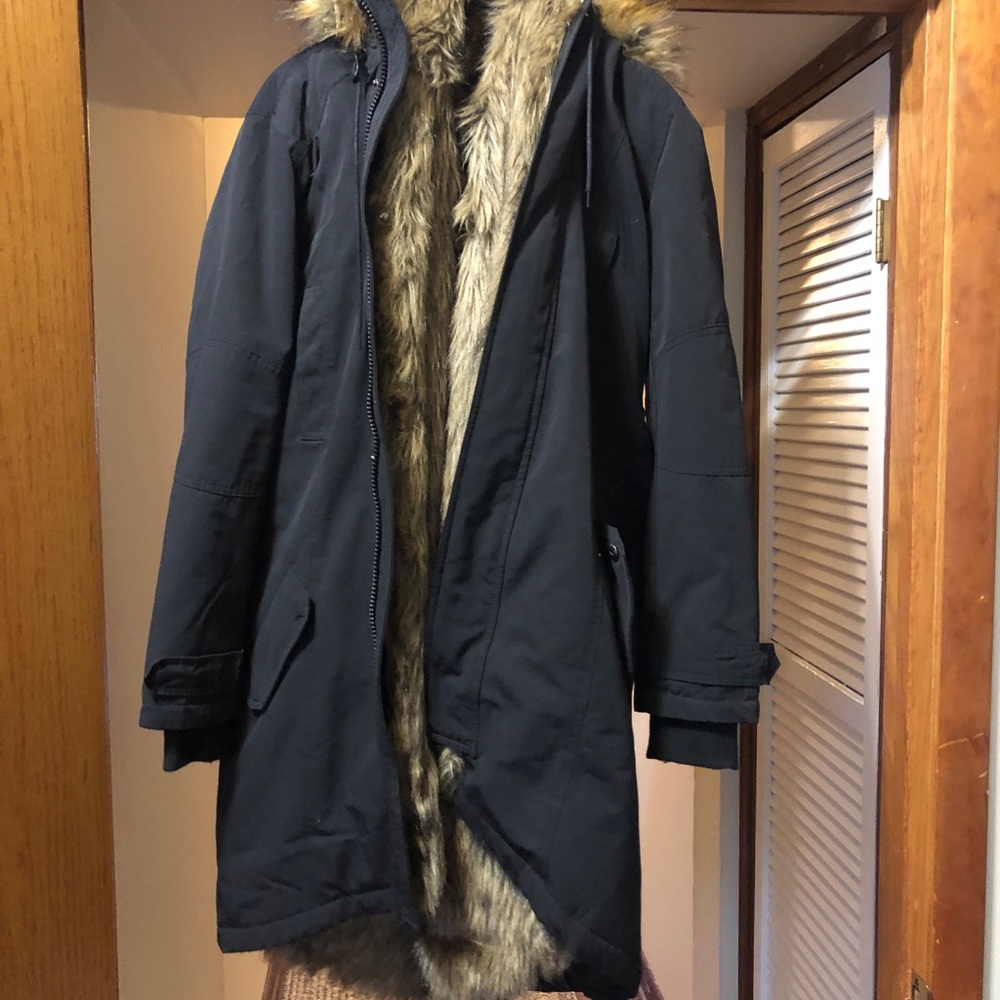 Fur lined winter parka